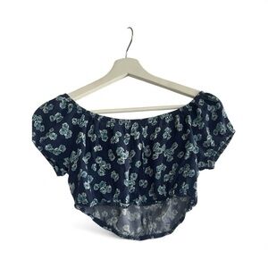 Reformation Boho Floral Off-Shoulder Navy Top Size 2